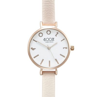 Ladies light pink analogue watch with additional tan strap
